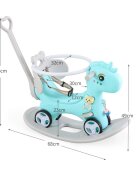 Nichiduta Garden Balansoar 3 in 1 Happy Unicorn Blue transformabil in vehicul fara pedale cu maner parentalroti EVAcenturi de sigurantajucarie muzicalaspatar si bara de siguranta detasabile