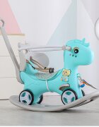 Nichiduta Garden Balansoar 3 in 1 Happy Unicorn Blue transformabil in vehicul fara pedale cu maner parentalroti EVAcenturi de sigurantajucarie muzicalaspatar si bara de siguranta detasabile