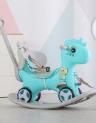 Nichiduta Garden Balansoar 3 in 1 Happy Unicorn Blue transformabil in vehicul fara pedale cu maner parentalroti EVAcenturi de sigurantajucarie muzicalaspatar si bara de siguranta detasabile