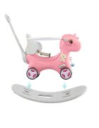 Nichiduta Garden Balansoar 3 in 1 Happy Unicorn Pink transformabil in vehicul fara pedale cu maner parentalroti EVAcenturi de sigurantajucarie muzicalaspatar si bara de siguranta detasabile