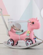Nichiduta Garden Balansoar 3 in 1 Happy Unicorn Pink transformabil in vehicul fara pedale cu maner parentalroti EVAcenturi de sigurantajucarie muzicalaspatar si bara de siguranta detasabile