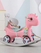 Nichiduta Garden Balansoar 3 in 1 Happy Unicorn Pink transformabil in vehicul fara pedale cu maner parentalroti EVAcenturi de sigurantajucarie muzicalaspatar si bara de siguranta detasabile