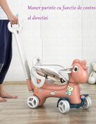 Nichiduta Garden Balansoar 3 in 1 Lovely Unicorn Pink transformabil in vehicul fara pedale cu maner parental roti EVA centuri de siguranta jucarie muzicala spatar si bara de siguranta detasabile