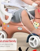 Nichiduta Garden Balansoar 3 in 1 Lovely Unicorn Pink transformabil in vehicul fara pedale cu maner parental roti EVA centuri de siguranta jucarie muzicala spatar si bara de siguranta detasabile