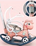 Nichiduta Garden Balansoar 3 in 1 Lovely Unicorn Pink transformabil in vehicul fara pedale cu maner parental roti EVA centuri de siguranta jucarie muzicala spatar si bara de siguranta detasabile