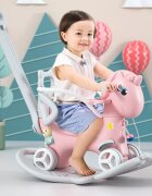 Nichiduta Garden Balansoar 3 in 1 Pink transformabil in vehicul fara pedale cu maner parental Roti EVA Centuri de siguranta jucarie muzicala spatar si bara de siguranta detasabile