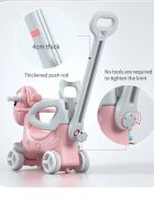 Nichiduta Garden Balansoar 3 in 1 Pink transformabil in vehicul fara pedale cu maner parental Roti EVA Centuri de siguranta jucarie muzicala spatar si bara de siguranta detasabile