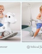 Nichiduta Garden Balansoar pentru copii Rocking Horse Blue 3 in 1 transformabil in vehicul fara pedalemaner parental detasabilroti EVAspatar si baza detasabile