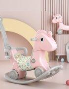 Nichiduta Garden Balansoar pentru copii Rocking Horse Pink 3 in 1 transformabil in vehicul fara pedalecu maner parental detasabilhusa pentru sa din material textilroti EVAspatar si baza detasabile