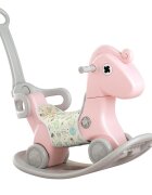 Nichiduta Garden Balansoar pentru copii Rocking Horse Pink 3 in 1 transformabil in vehicul fara pedalecu maner parental detasabilhusa pentru sa din material textilroti EVAspatar si baza detasabile
