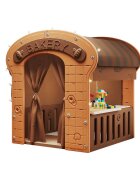Nichiduta Garden Casuta de joaca pentru copii Nichiduta Graden brown Bakery iluminata cu draperie si covoras din PU inclus dimensiune 98 x 92 x 115 cm