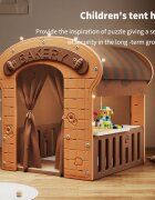 Nichiduta Garden Casuta de joaca pentru copii Nichiduta Graden brown Bakery iluminata cu draperie si covoras din PU inclus dimensiune 98 x 92 x 115 cm