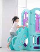 Nichiduta Garden Complex de joaca No2 compus din 2 turnulete interconectate prin tunel cilindric orizontal cu tobogan si scara design modular dimensiune 200 x 145 x 280 cm