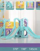 Nichiduta Garden Complex de joaca pentru copii No 5 cu pod suspendat tobogane cos de baschet integrat manere de sprijin tunel secret dimensiune 370 x 198 x 145 cm