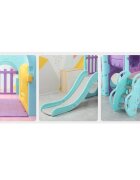 Nichiduta Garden Complex de joaca pentru copii No 5 cu pod suspendat tobogane cos de baschet integrat manere de sprijin tunel secret dimensiune 370 x 198 x 145 cm