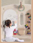 Nichiduta Garden Gardulet loc de joaca copii Moon House Coffee 160x160 cm cu poarta de siguranta cos de baschet tabla de scris covoras din spuma cuburi 100 bile si casuta