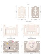 Nichiduta Garden Gardulet loc de joaca copii pentru interiorexterior 200x155 cm cu margini rotunjite poarta de siguranta covoras din spuma 1cm grosime100 bile color si cosulet pliabil Bunny Grey