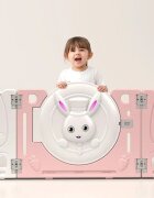 Nichiduta Garden Gardulet loc de joaca copii pentru interiorexterior 200x155 cm cu margini rotunjite poarta de siguranta covoras din spuma 1cm grosime100 bile color si cosulet pliabil Bunny Pink