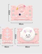 Nichiduta Garden Gardulet loc de joaca copii pentru interiorexterior 200x155 cm cu margini rotunjite poarta de siguranta covoras din spuma 1cm grosime100 bile color si cosulet pliabil Bunny Pink