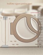 Nichiduta Garden Gardulet loc de joaca interiorexterior Moon Coffee 200x200cm cu poarta de siguranta cos de baschet Tabla de scris covoras din spuma 1cm grosime Cuburi Cosulet pliabil si 100 bile