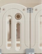 Nichiduta Garden Gardulet loc de joaca interiorexterior Moon Coffee 200x200cm cu poarta de siguranta cos de baschet Tabla de scris covoras din spuma 1cm grosime Cuburi Cosulet pliabil si 100 bile