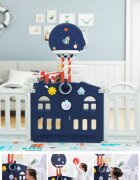 Nichiduta Garden Gardulet loc de joaca Lovely Pinguin Dark Blue cu Poarta siguranta Picioruse antiderapante Pliabil Margini rotunjite Cos de baschet 150x118 cm