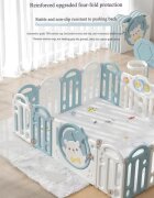 Nichiduta Garden Gardulet loc de joaca pentru copii Grey Bear pliabil si portabil compus din 14 panouri de gard + 2 panouri laterale cu Cos de baschet si angrenaje rotative