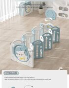 Nichiduta Garden Gardulet loc de joaca pentru copii Pink Bear pliabil si portabil compus din 14 panouri de gard + 2 panouri laterale cu Cos de baschet si angrenaje rotative