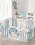 Nichiduta Garden Gardulet loc de joaca pentru copii Pink Bear pliabil si portabil compus din 14 panouri de gard + 2 panouri laterale cu Cos de baschet si angrenaje rotative