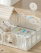 Nichiduta Garden Gardulet loc de joaca Pinguin White Pliabil Margini rotunjite Usa cu blocare de siguranta Cos de baschet Casuta si Organizator