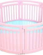 Nichiduta Garden Gardulet loc de joaca Round Play Yard Pink interiorexterior cu margini rotunjite si salteluta inclusa diametru 150 cm