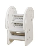 Nichiduta Garden Inaltator pentru copii Step Stool White cu trei trepte prevazut cu manere de prindere laterale si trepte antiderapante cu striatii dimesniune 45 x 52 x 65 cm