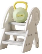 Nichiduta Garden Inaltator pentru copii Step Stool White cu trei trepte prevazut cu manere de prindere laterale si trepte antiderapante cu striatii dimesniune 45 x 52 x 65 cm