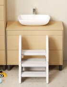 Nichiduta Garden Inaltator pentru copii Step Stool White cu trei trepte prevazut cu manere de prindere laterale si trepte antiderapante cu striatii dimesniune 45 x 52 x 65 cm