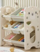 Nichiduta Garden Organizator pentru copii Blue Bear cu rafturi deschise pe 3 nivele include 5 cutii mici si 2 cutii mari dimensiune 66 x 33 x 66 cm