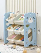 Nichiduta Garden Organizator pentru copii Blue Bear cu rafturi deschise pe 3 nivele include 5 cutii mici si 2 cutii mari dimensiune 66 x 33 x 66 cm