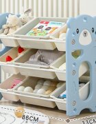 Nichiduta Garden Organizator pentru copii Blue Bear cu rafturi deschise pe 3 nivele include 6 cutii mici si 3 cutii mari dimensiune 86 x 33 x 66 cm