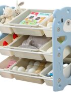 Nichiduta Garden Organizator pentru copii Blue Bear cu rafturi deschise pe 3 nivele include 6 cutii mici si 3 cutii mari dimensiune 86 x 33 x 66 cm