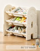 Nichiduta Garden Organizator pentru copii Space White cu rafturi deschise pe 3 nivele include 6 cutii mici si 3 cutii mari margini rotunjite dimensiune 86 x 33 x 66 cm