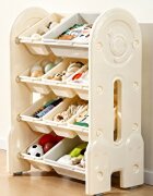 Nichiduta Garden Organizator pentru copii Space White cu rafturi deschise pe 4 nivele include 8 cutii mici si 2 cutii mari margini rotunjite dimensiune 33 x 67 x 85 cm