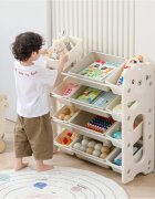 Nichiduta Garden Organizator pentru copii White Bear cu rafturi deschise pe 3 nivele include 5 cutii mici si 2 cutii mari dimensiune 66 x 33 x 66 cm