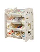 Nichiduta Garden Organizator pentru copii White Bear cu rafturi deschise pe 4 nivele include 8 cutii mici si 4 cutii mari dimensiune 33 x 86 x 85 cm