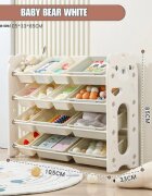 Nichiduta Garden Organizator pentru copii White Bear cu rafturi deschise pe 4 nivele include 8 cutii mici si 6 cutii mari dimensiune 105 x 33 x 85cm