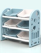 Nichiduta Garden Organizator pentru jucarii Butterfly Blue cu 3 nivele si 6 cutii depozitare margini rotunjite 77x66x32 cm