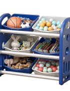 Nichiduta Garden Organizator pentru jucarii Butterfly Dark Blue cu 3 nivele si 6 cutii depozitare margini rotunjite 77x66x32 cm