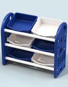 Nichiduta Garden Organizator pentru jucarii Butterfly Dark Blue cu 3 nivele si 6 cutii depozitare margini rotunjite 77x66x32 cm