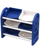 Nichiduta Garden Organizator pentru jucarii Butterfly Dark Blue cu 3 nivele si 6 cutii depozitare margini rotunjite 77x66x32 cm