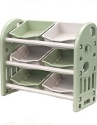 Nichiduta Garden Organizator pentru jucarii Butterfly Green cu 3 nivele si 6 cutii depozitare margini rotunjite 77x66x32 cm