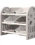 Nichiduta Garden Organizator pentru jucarii Butterfly Grey cu 3 nivele si 6 cutii depozitare margini rotunjite 77x66x32 cm