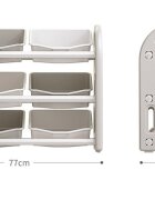 Nichiduta Garden Organizator pentru jucarii Butterfly Grey cu 3 nivele si 6 cutii depozitare margini rotunjite 77x66x32 cm